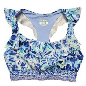 Lilly Pulitzer Luxletic Angelique Sports Bra Iris Blue High Maintenance Size XS